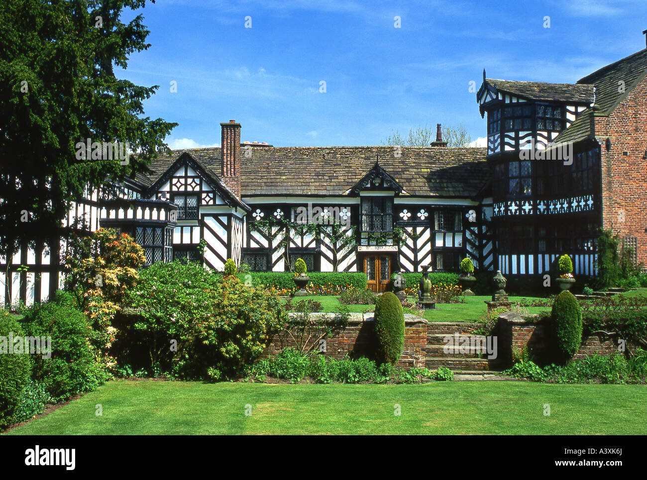 Gawsworth Old Hall in Summer, Gawsworth, Near Macclesfield, Cheshire, England, UK Stock Photo