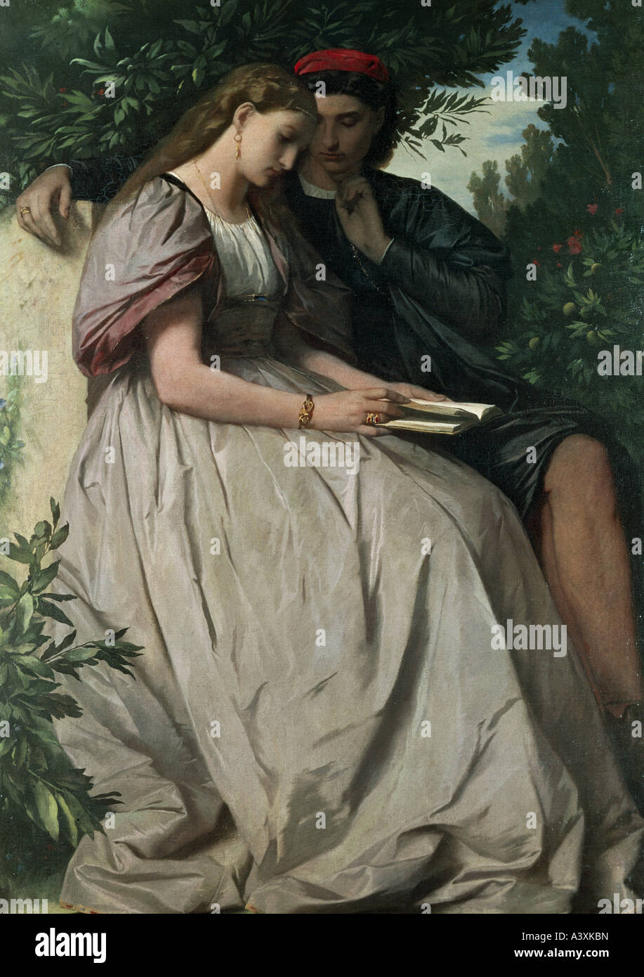 'fine arts, Feuerbach, Anselm, (1829 - 1880), painting, 'Paolo und Francesca', ('Paolo and Francesca'), 1864, canvas, 137 cm Stock Photo