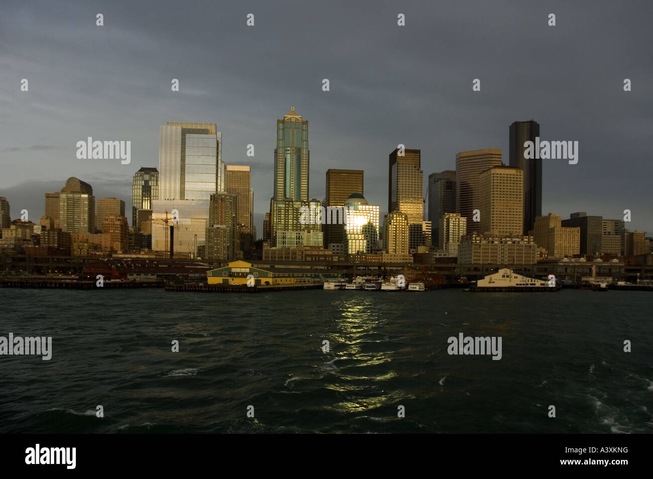 Seattle Washington from Puget Sound Stock Photo Alamy