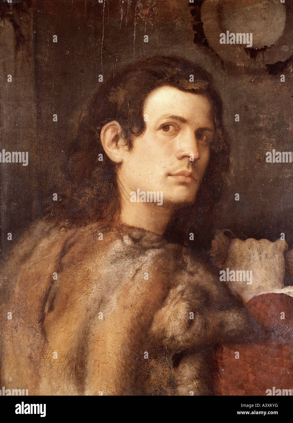 'fine arts, Giorgione, birth name Giorgio / Zorzi da Castelfranco, (1478 - 1510), painting, 'portrait of a young man', poplar Stock Photo