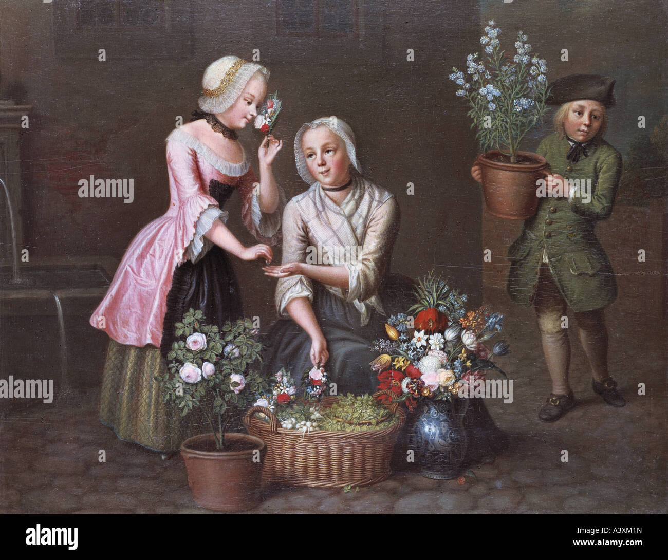 'fine arts, Fiedler, Johann Christian, (1697 - 1765), painting, 'Vier Jahreszeiten - Frühling', ('four seasons - spring'), S Stock Photo
