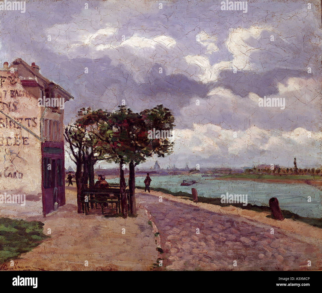 "fine arts, Guillaumin, Armand, (1841 - 1927), painting, "banks of Seine river near Ivry", Comte Doria collection, Paris, hist Stock Photo