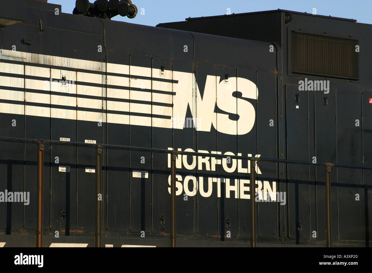 Norfolk Southern Logo and Stripes On The Side of Railroad Locomotive