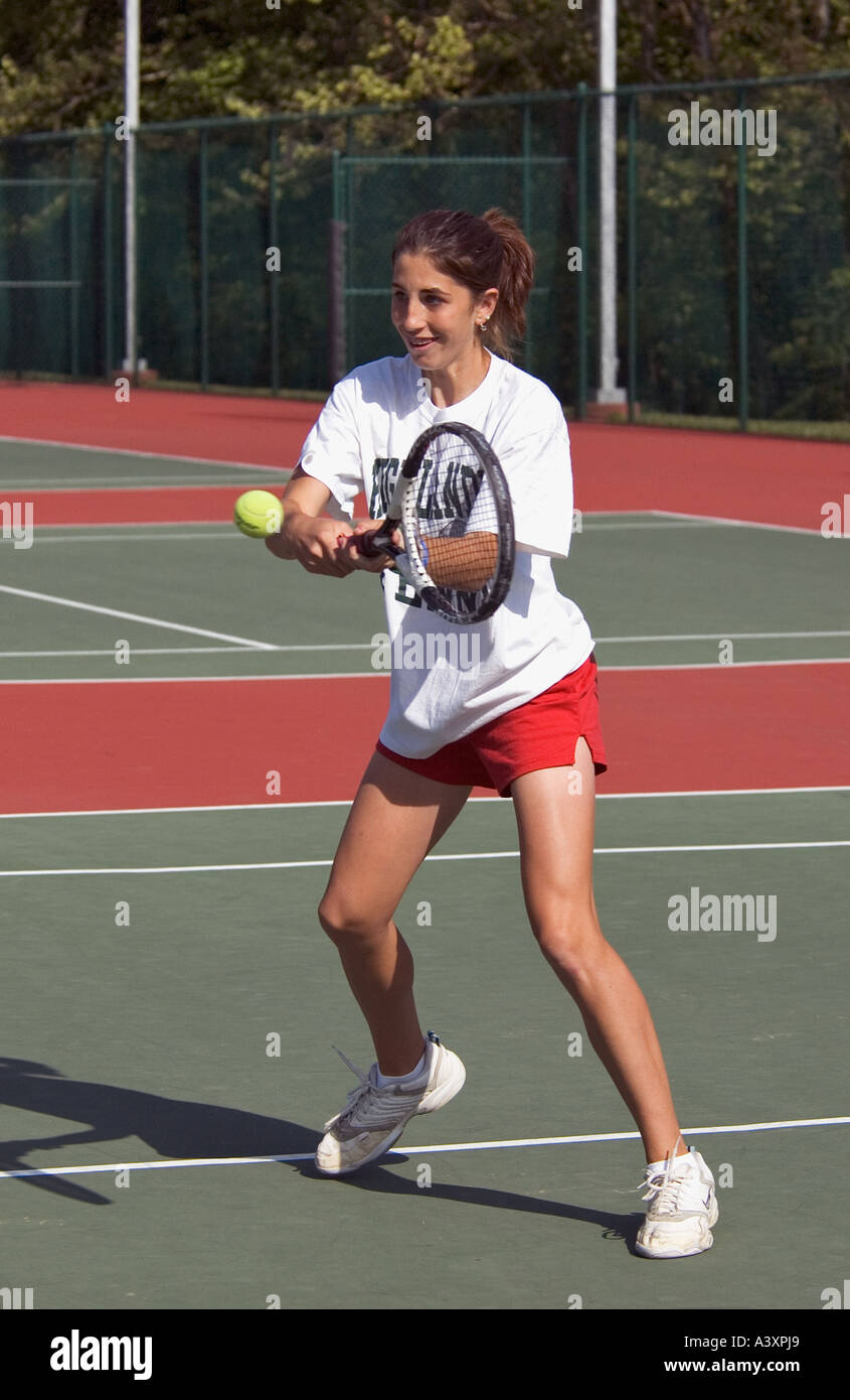 High School Girl Tennis Player Stock Photo