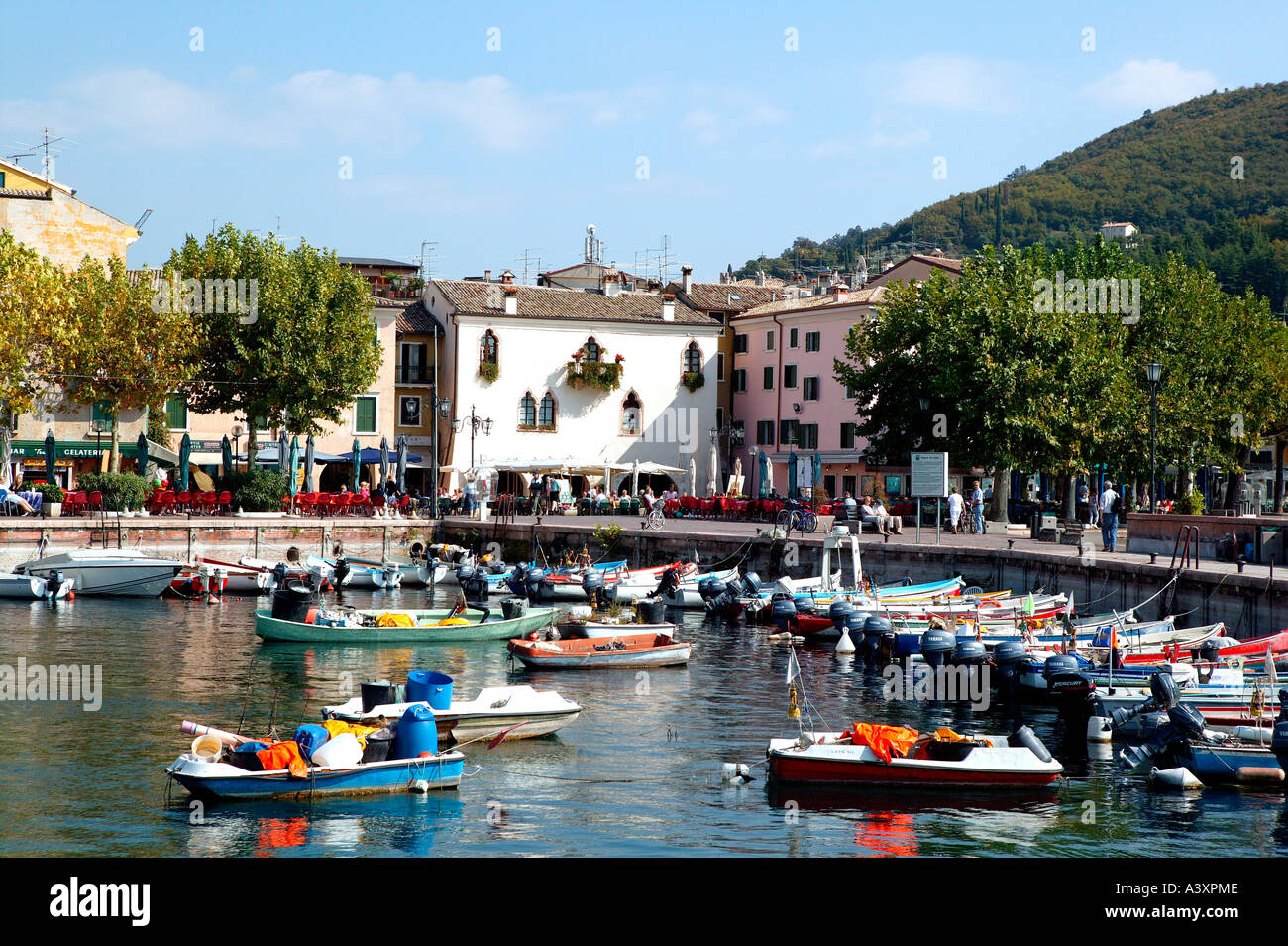 harbour of Cisano at Lake Garda Stock Photo Alamy