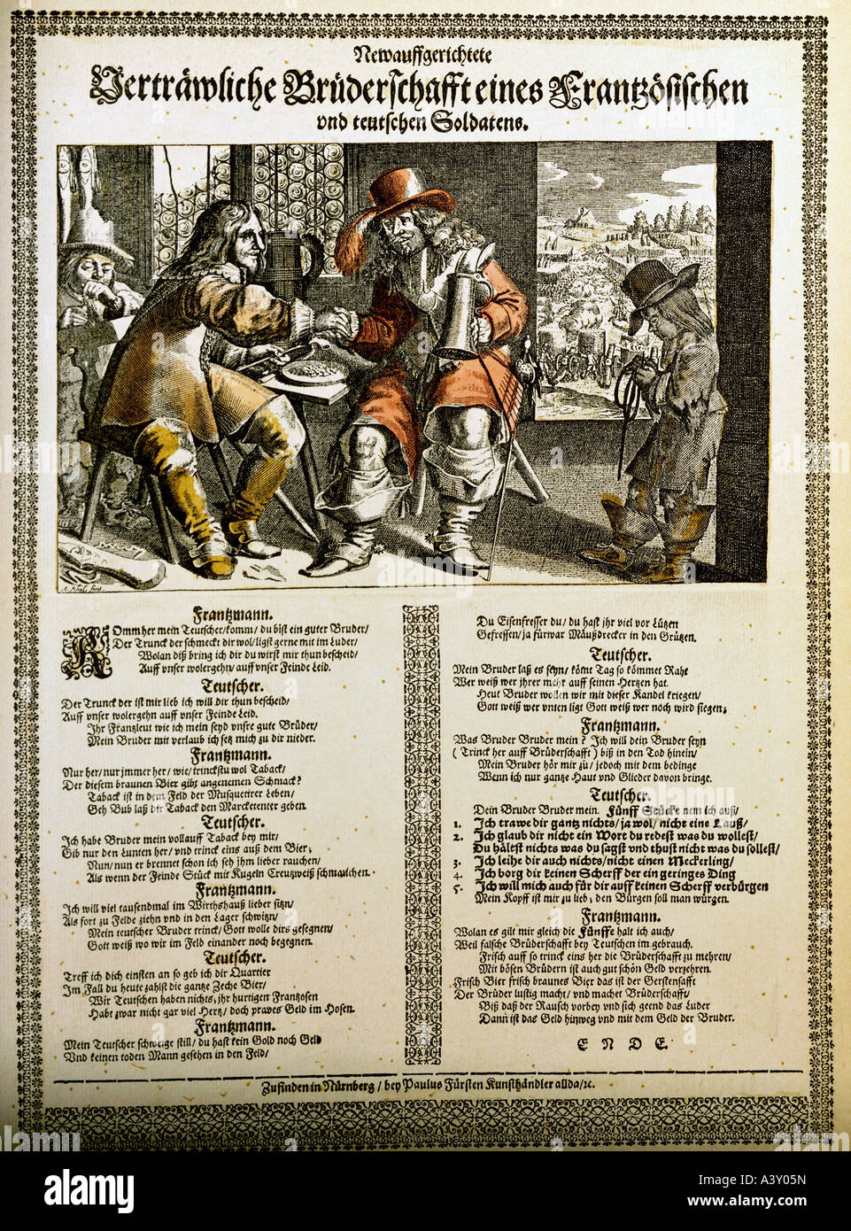 events, Thirty Years War 1618 - 1648, caricature, fraternisation of ...