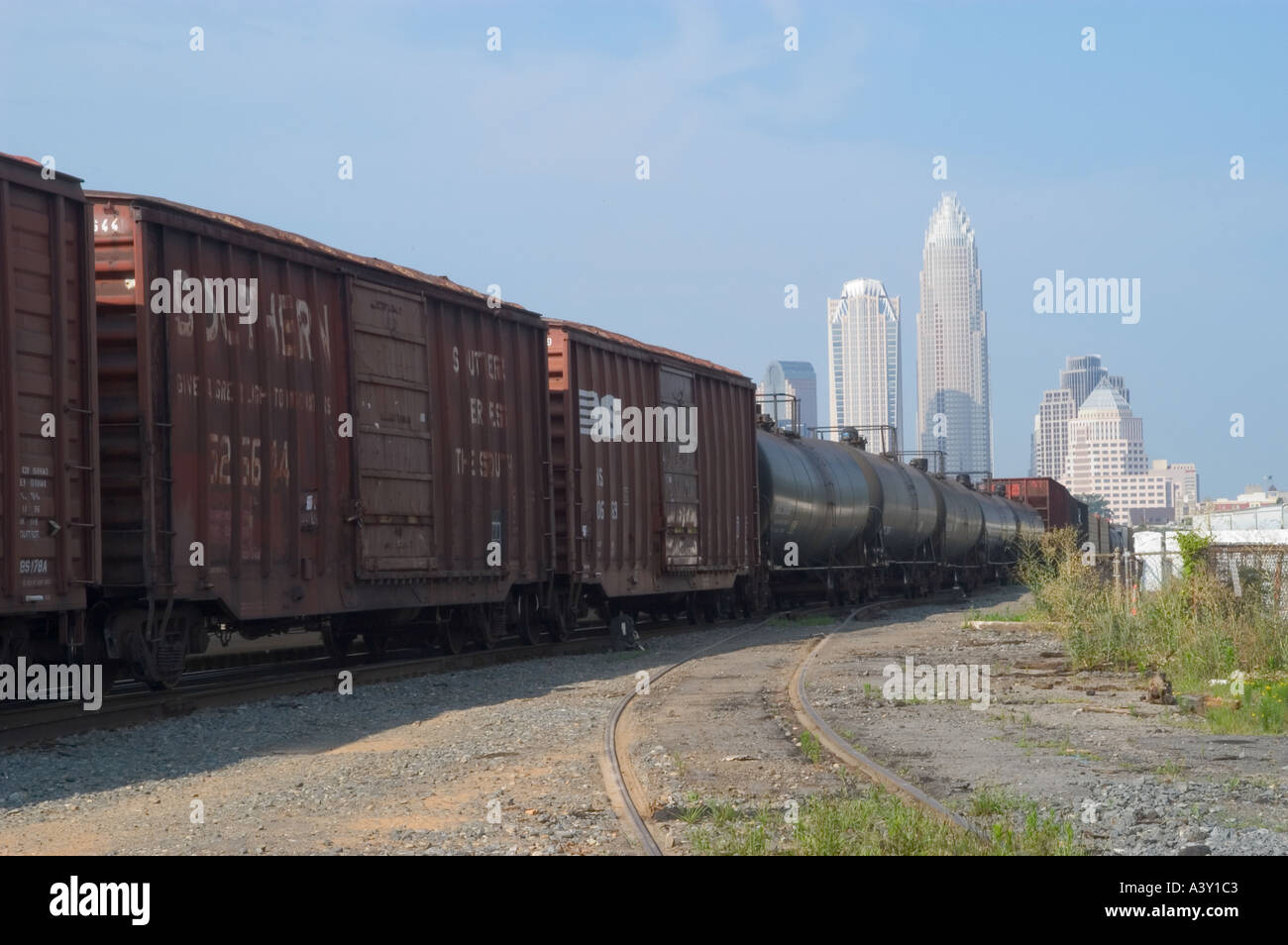 Freight Train in Charlotte North Carolina Stock Photo Alamy