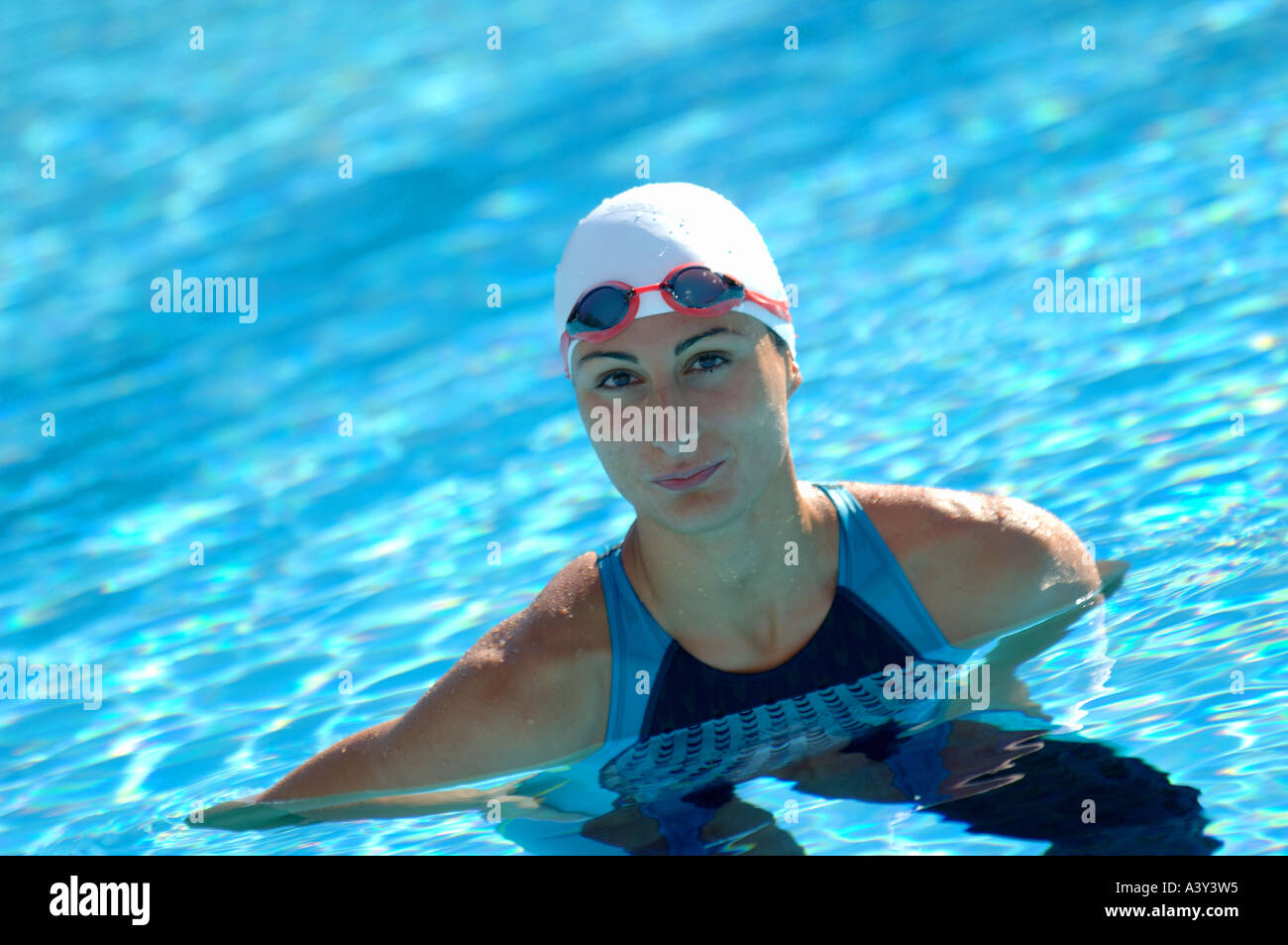 Female Swimmer Floating in Pool Stock Photo Alamy