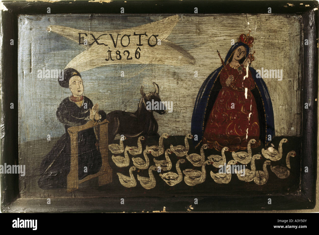 fine arts, religious art, Saint Mary with infant Jesus, painting, votive picture, Upper Bavaria