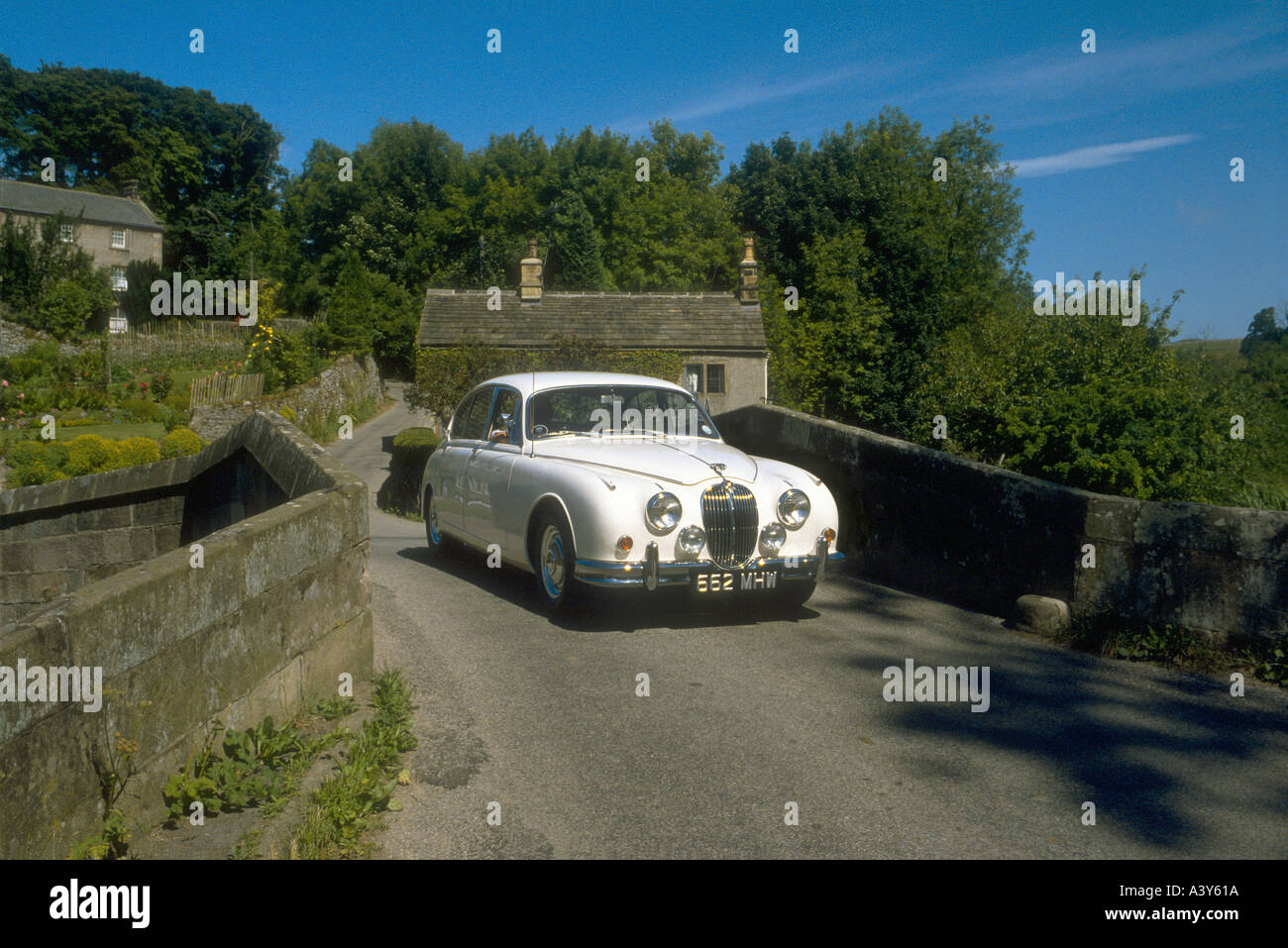 Jaguar Mk 2 in English village Stock Photo