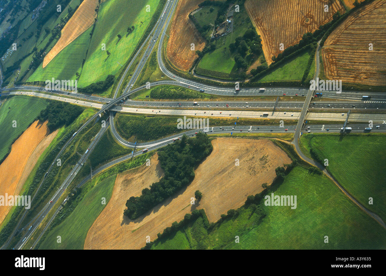 M60 and countryside from the air Stock Photo