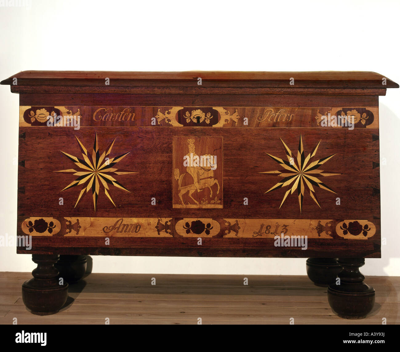 fine arts, furniture, chest, by Carsten Peters, 1813, wood, oak, museum