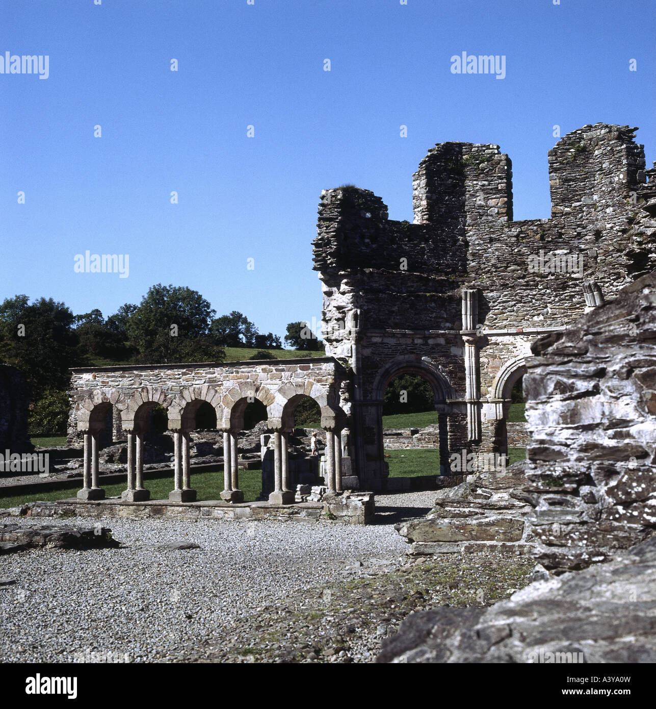 'architecture, churches and convents, Ireland, Mellifont Abbey, exterior view, view at octagonal 'lavabo', circa 1200, histori Stock Photo