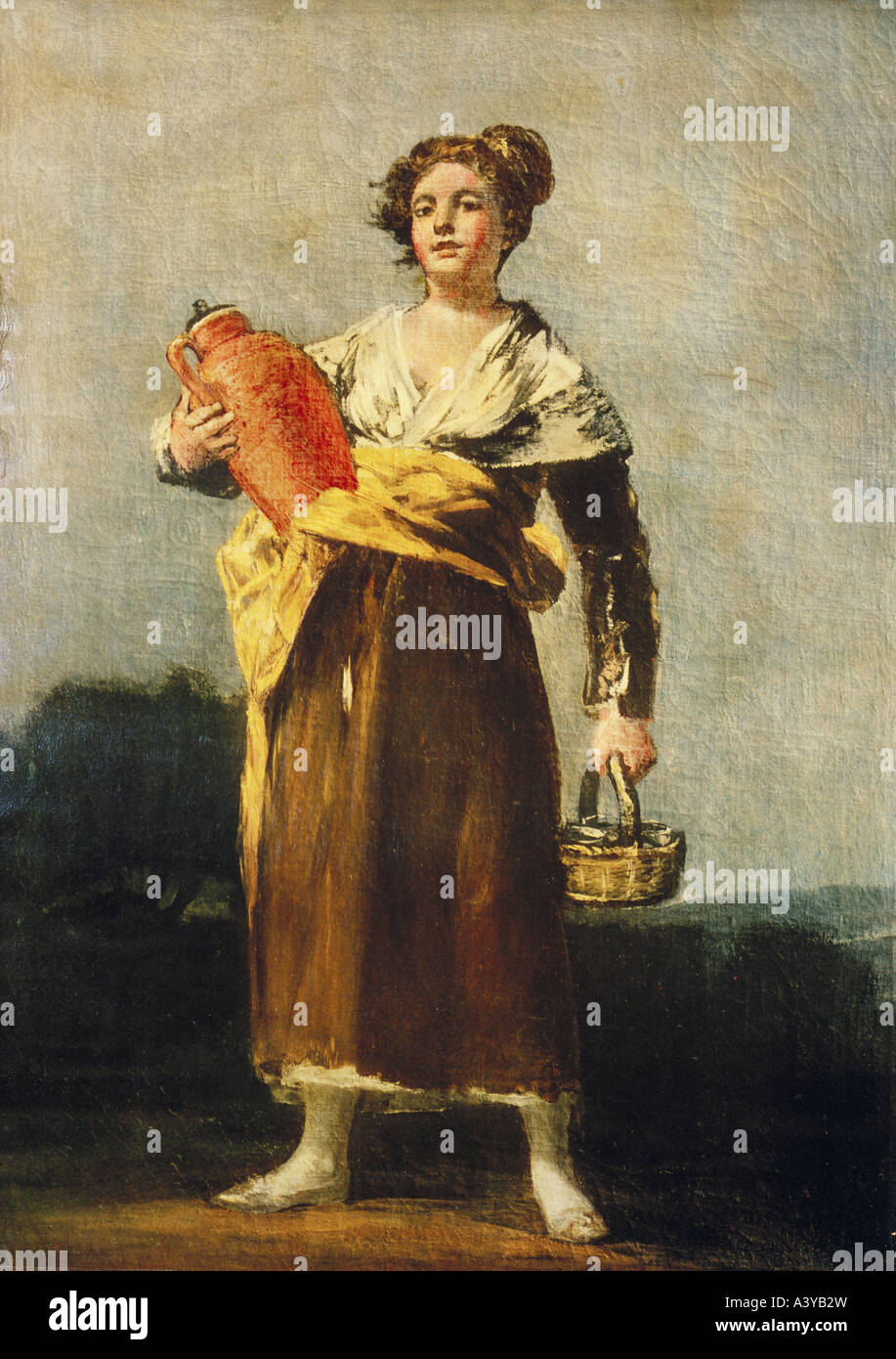 'fine arts, Goya y Lucientes, Francisco de, (1746 - 1828), painting, 'woman carrying water', circa 1810, oil on canvas, 68 cm Stock Photo