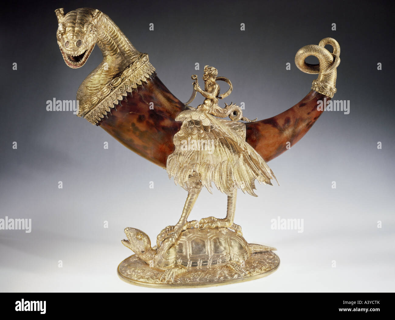 fine arts, vessel, drinking vessel, griffon as drinking horn, Ambras