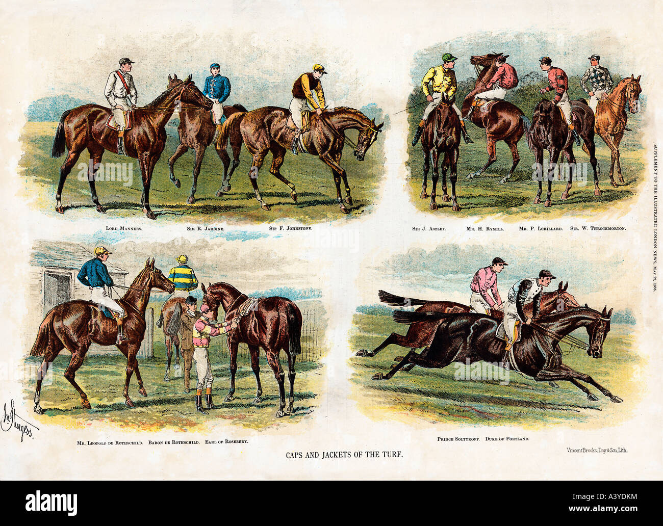 Caps and Jackets Of The Turf 4 1886 review of the racing colours of some of the famous owners of race horses Stock Photo