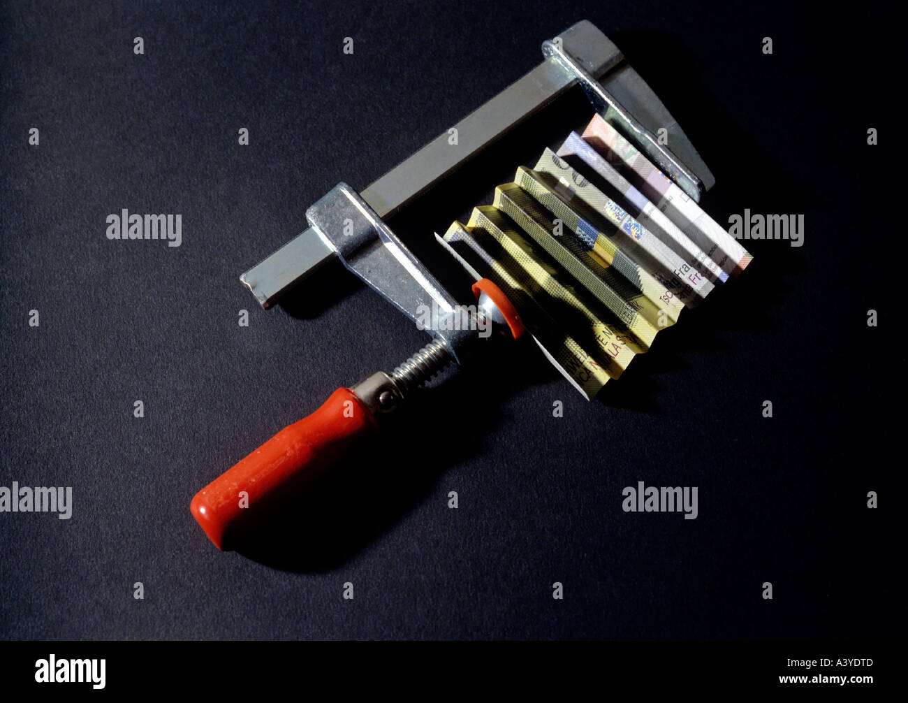 swiss bill in vice Stock Photo