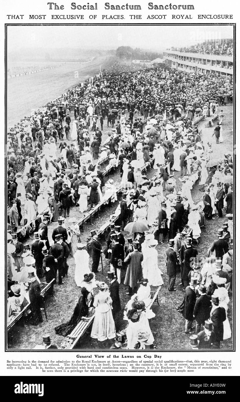 Ascot Royal Enclosure 1907 a general view of that most exclusive of places on cup day Stock Photo