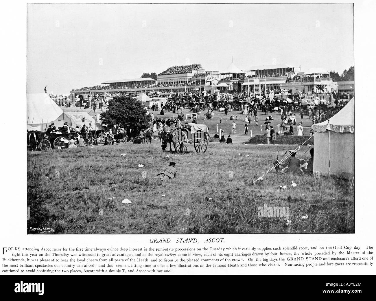 Ascot Grandstand 1895 a general view of the scene from the less exclusive part of the Royal race meeting Stock Photo