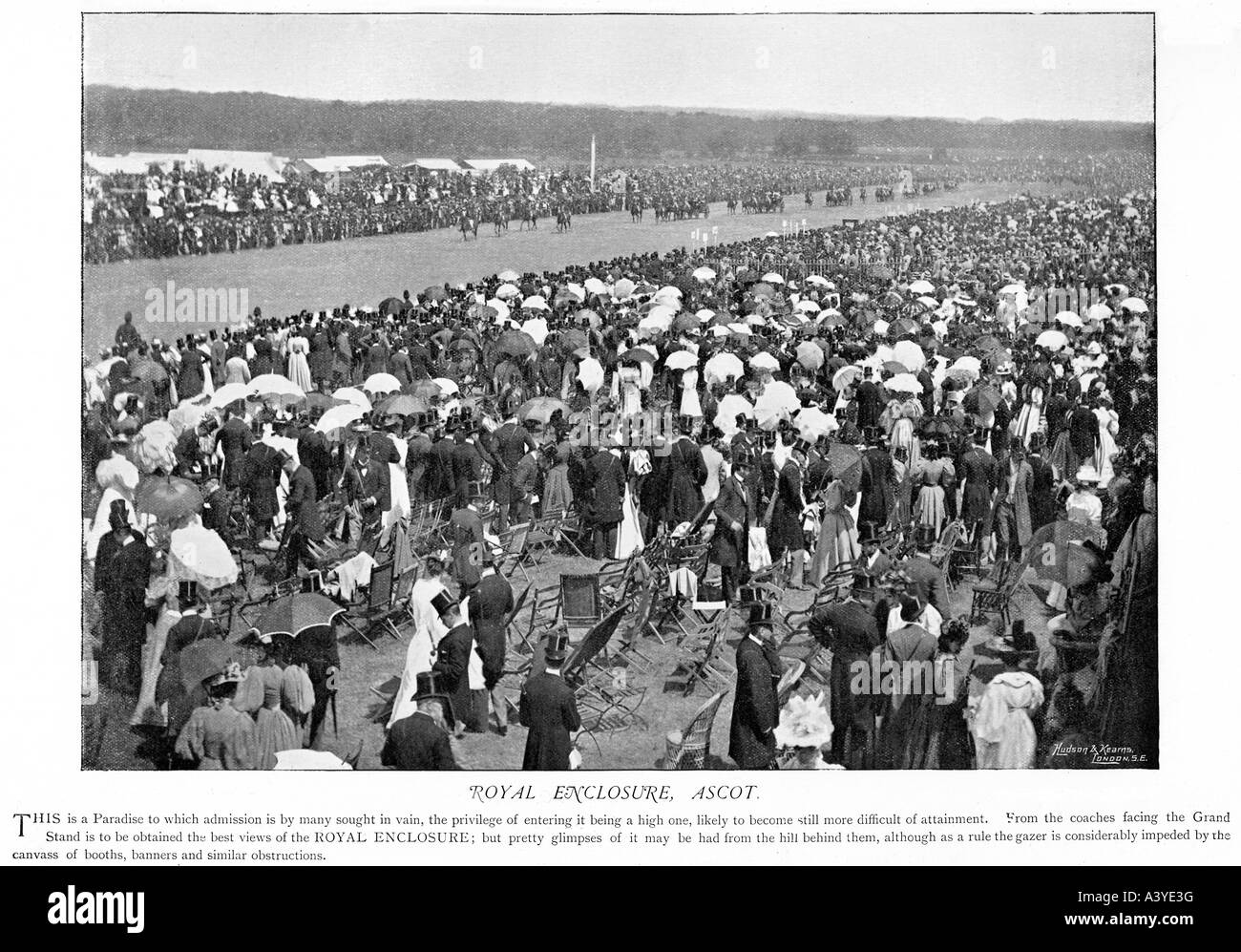 Ascot Royal Enclosure 1895 a general view of the scene of the exclusive enclosure at the Royal race meeting Stock Photo