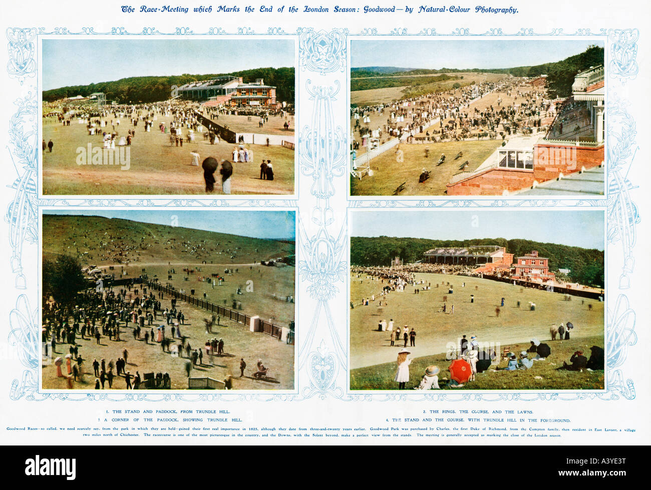 Goodwood In Natural Colour 1912 very unusual Edwardian colour photographs of the fashionable race meeting Stock Photo