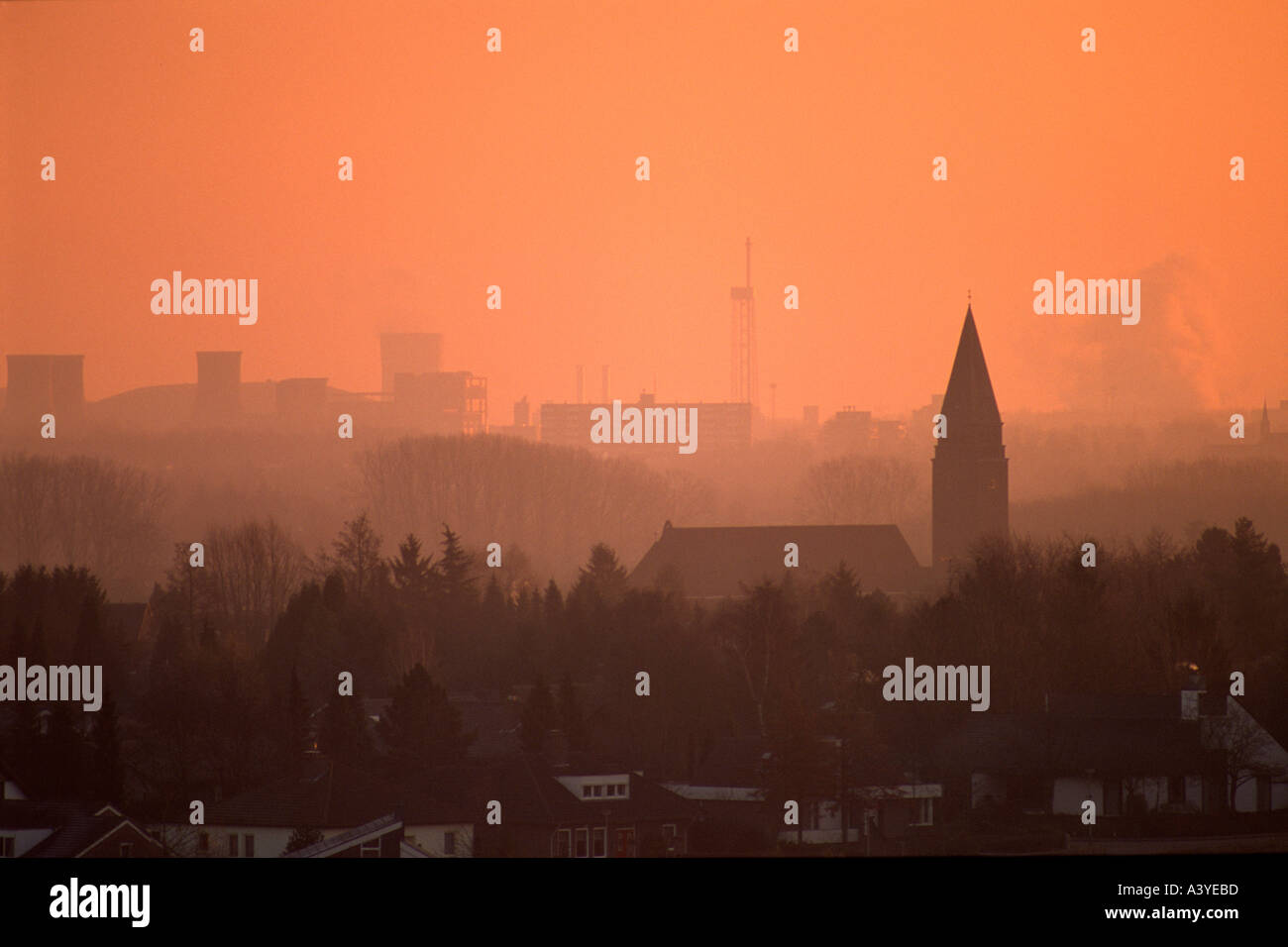 Geleen and Sittard in South Limburg at sunset with a coloured grad filter Stock Photo