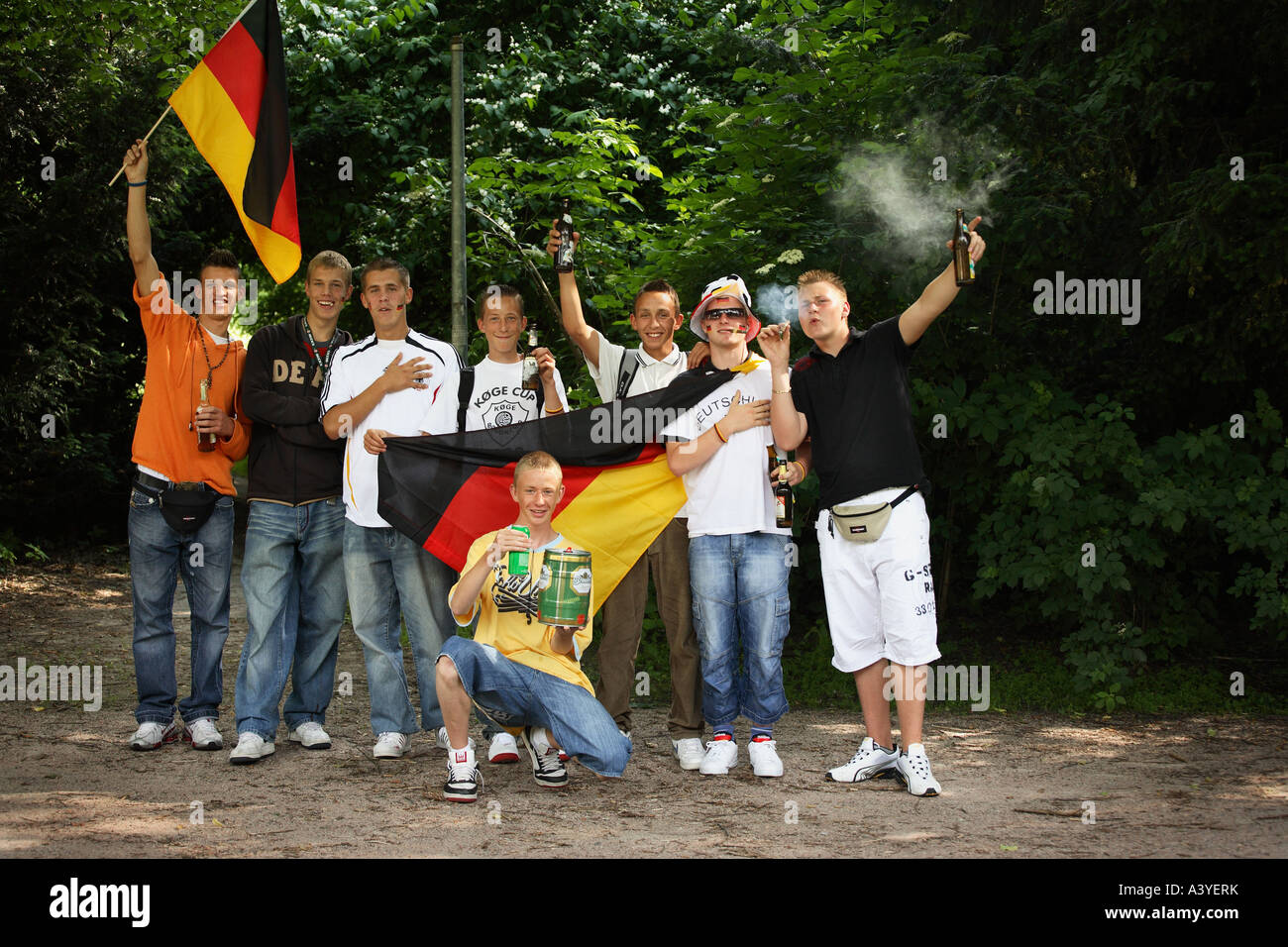 Football supporters in Rostock Germany Stock Photo