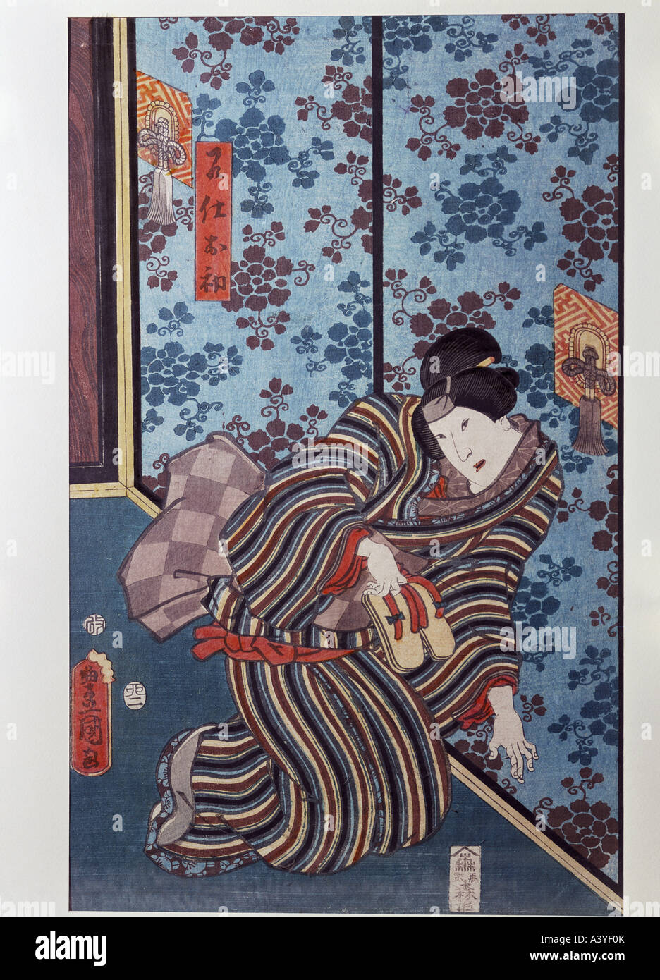 'fine arts, Kuniyoshi, Utagawa, (1798 - 1861), graphics, 'scene from the tales of the Ise', circa 1847 / 1852, colour woodcut, Stock Photo