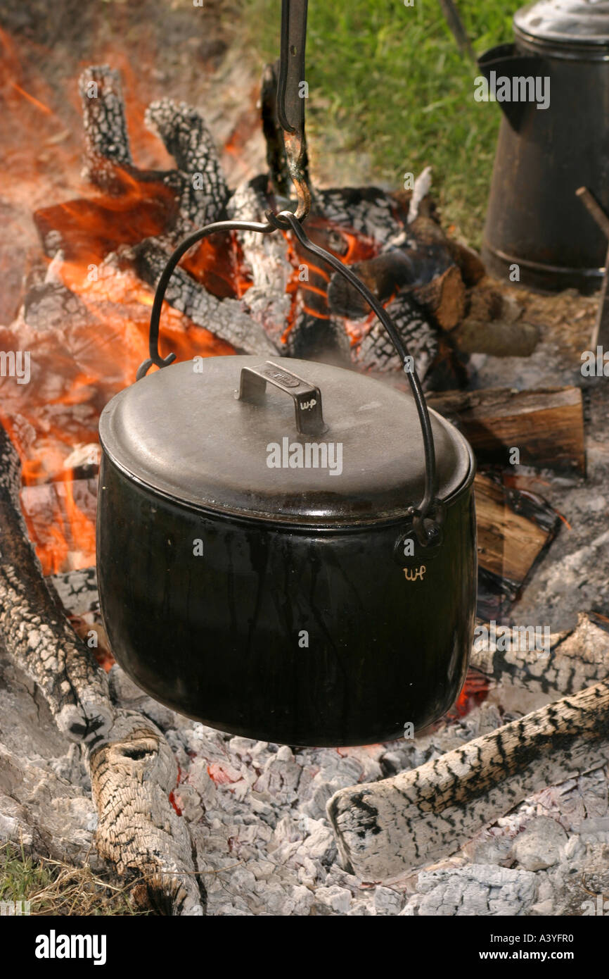 Cooking Pot Over a Fire Stock Photo Alamy