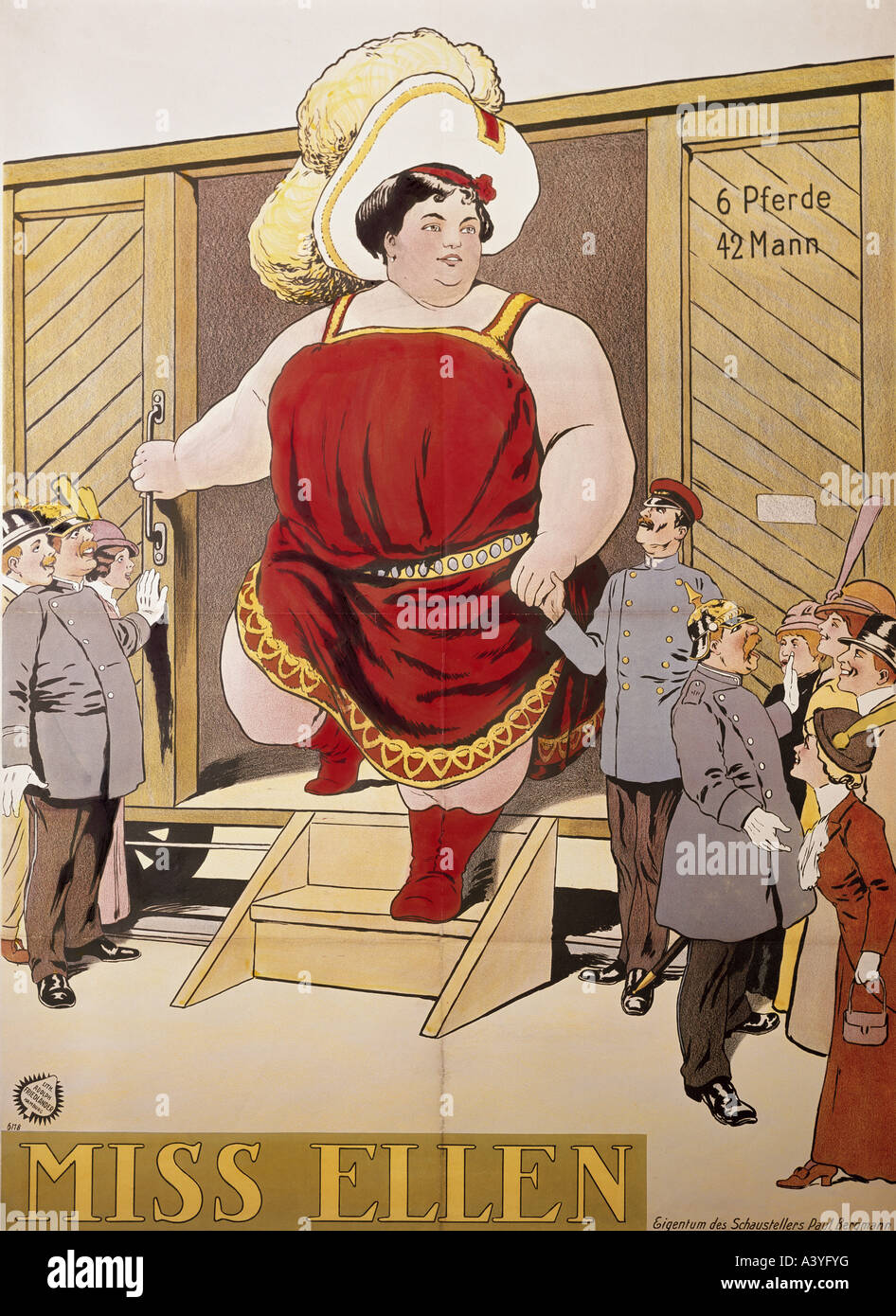 advertising, circus, Circus Busch, 'Miss Ellen', colour lithograph, poster, print by Adolph Friedländer, Hamburg, 1913, Municipal Museum, Munich, , Stock Photo