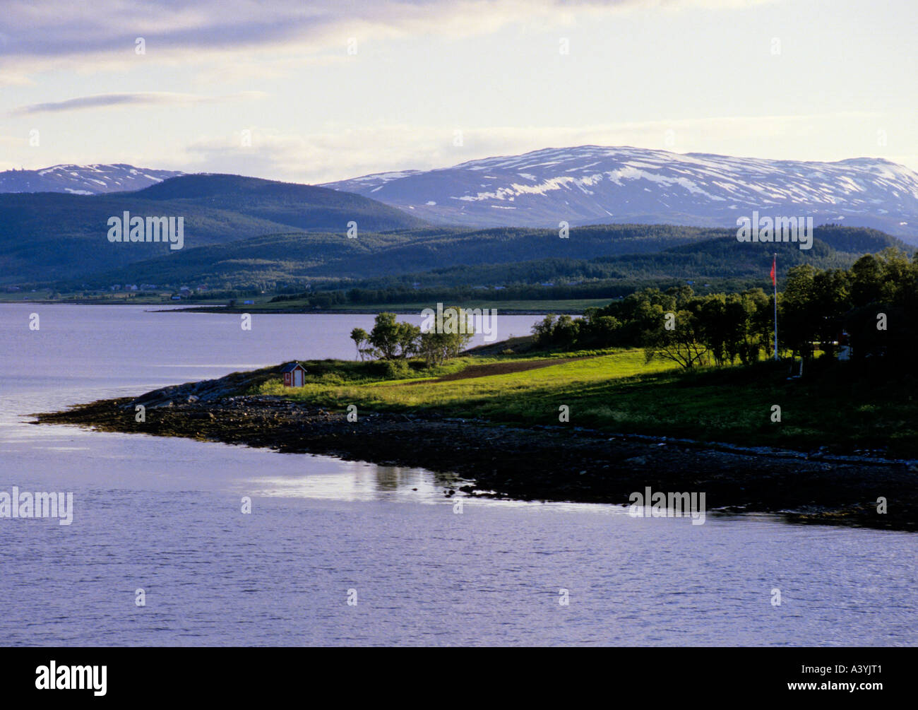 fjord near village of finnsnes norway Stock Photo