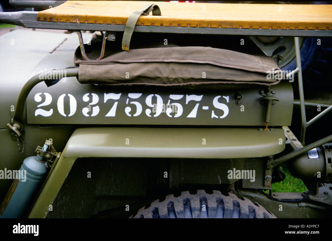 Stencilled Vehicle Identity Number on American Jeep Stock Photo Alamy