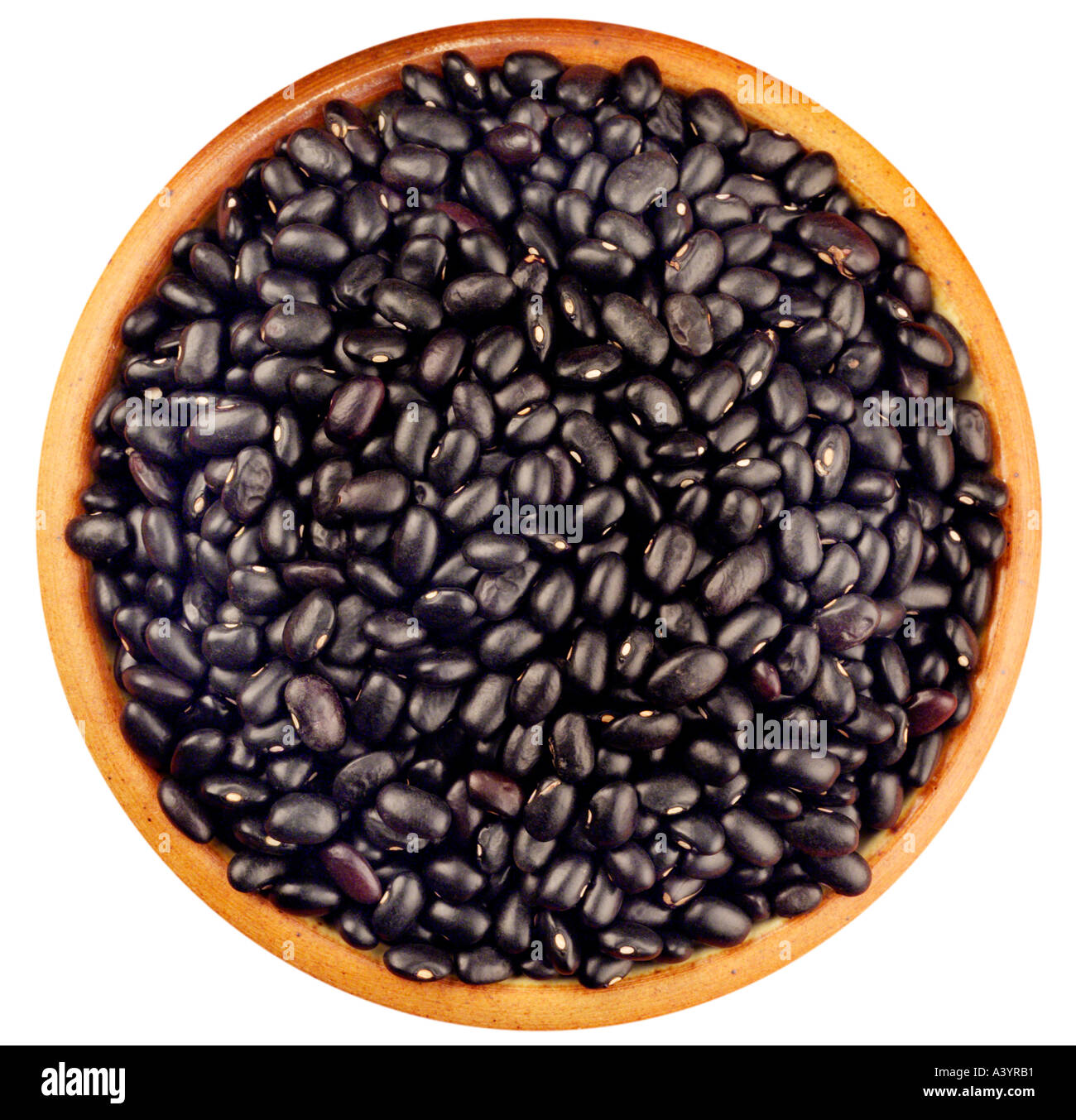 BLACK BEANS ON WHITE Stock Photo