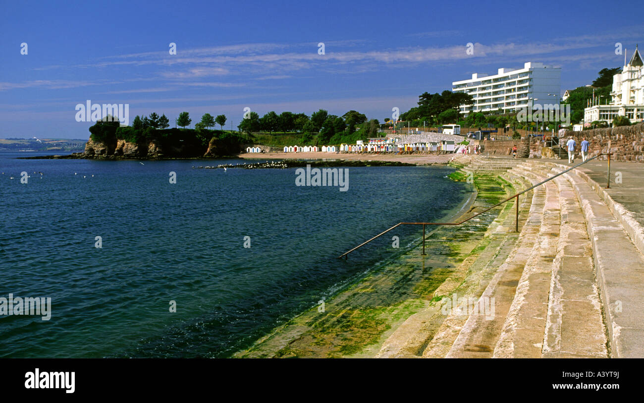 View of the beach at Torquay Devon England on the English Riviera south west coast Stock Photo