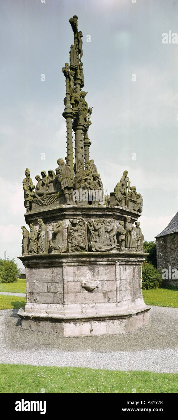 geography / travel, France, Plougonven, monuments, calvary, 1554, Stock Photo