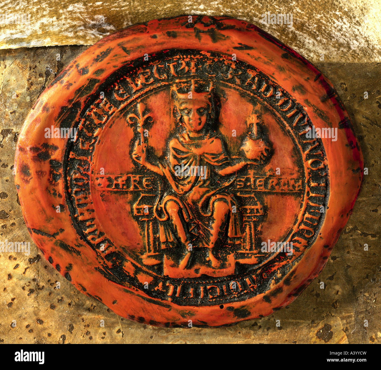 Conrad IV, 25.4.1228 - 21.5.1254, King of Germany 13.12.1250 - 21.5.1254, on the throne, seal, Hohenstaufen, Duke of Swabia, KIn Stock Photo