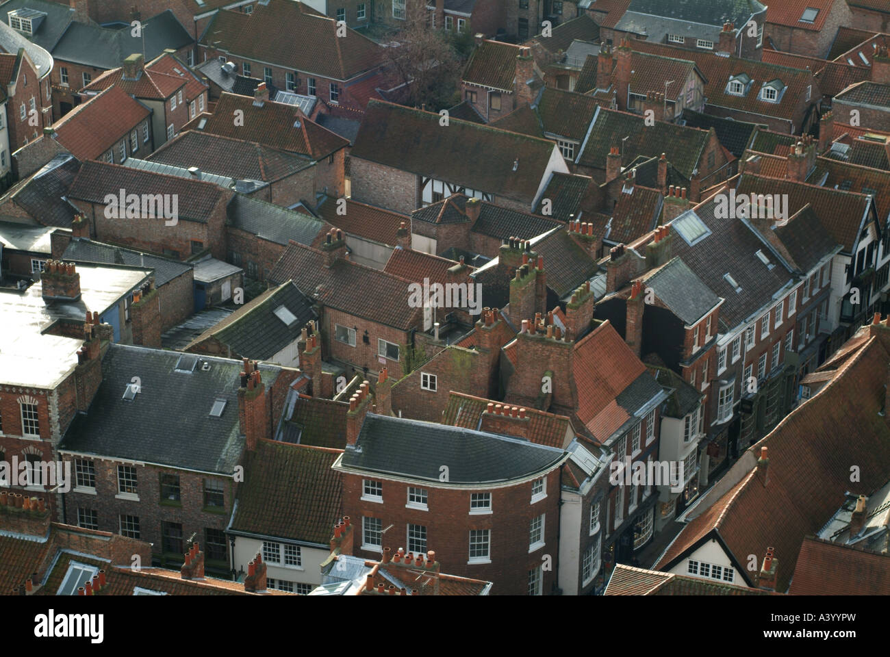 Aerial view of the rooftops of the City of York. Stock Photo