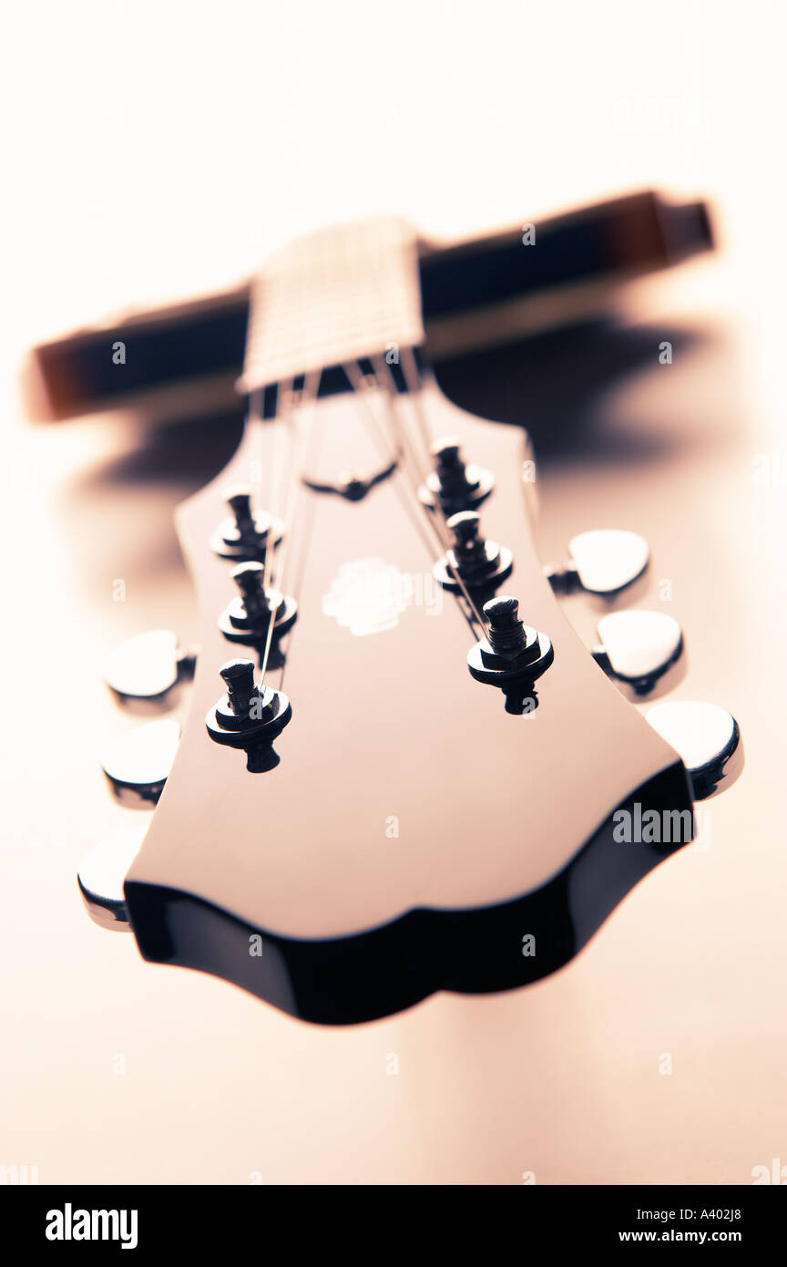 CLOSE UP OF ELECTRIC SEMI ACOUSTIC GUITAR Stock Photo