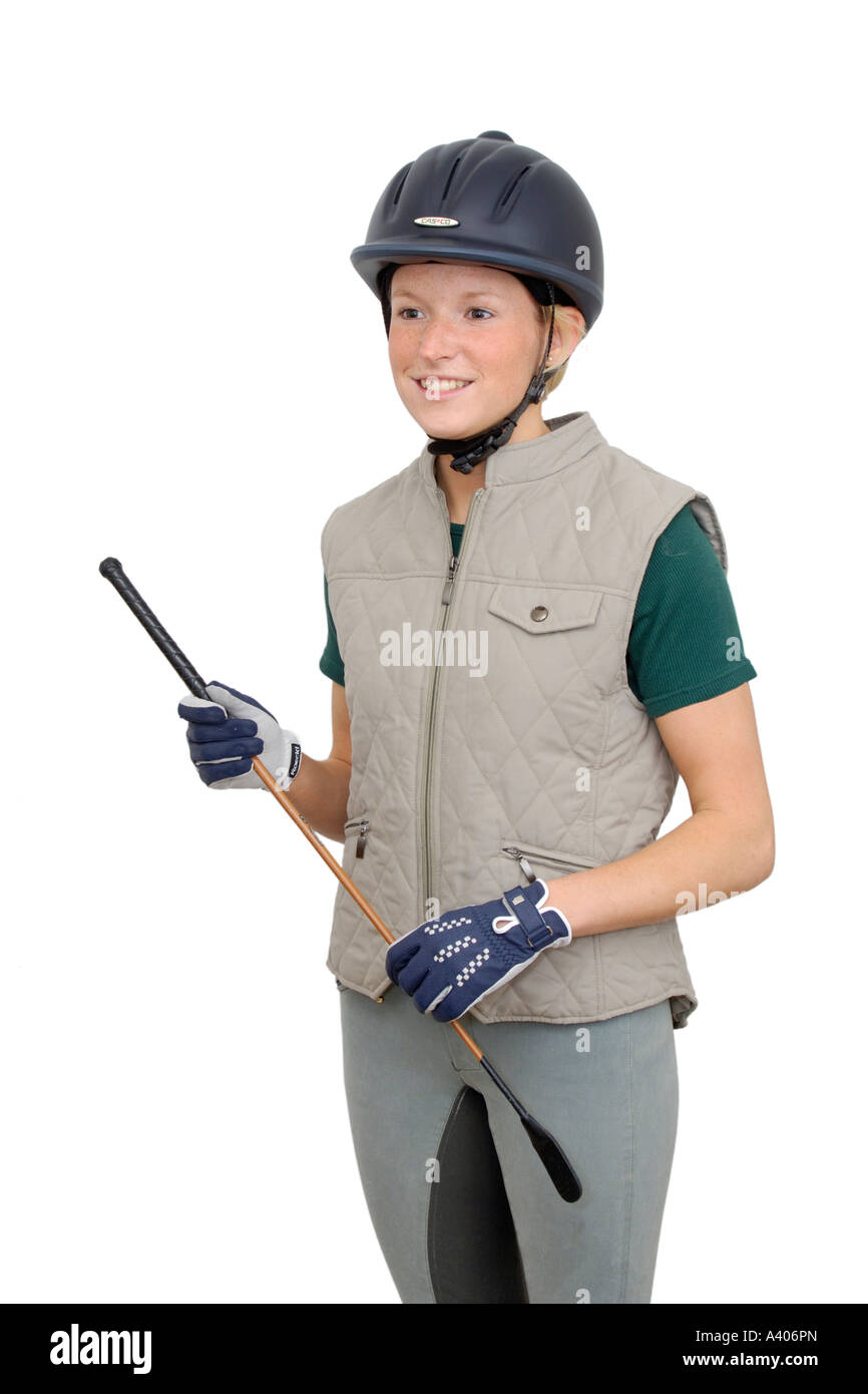 Women's Riding Instrument Young woman with complete riding equipment Stock Photo - Alamy