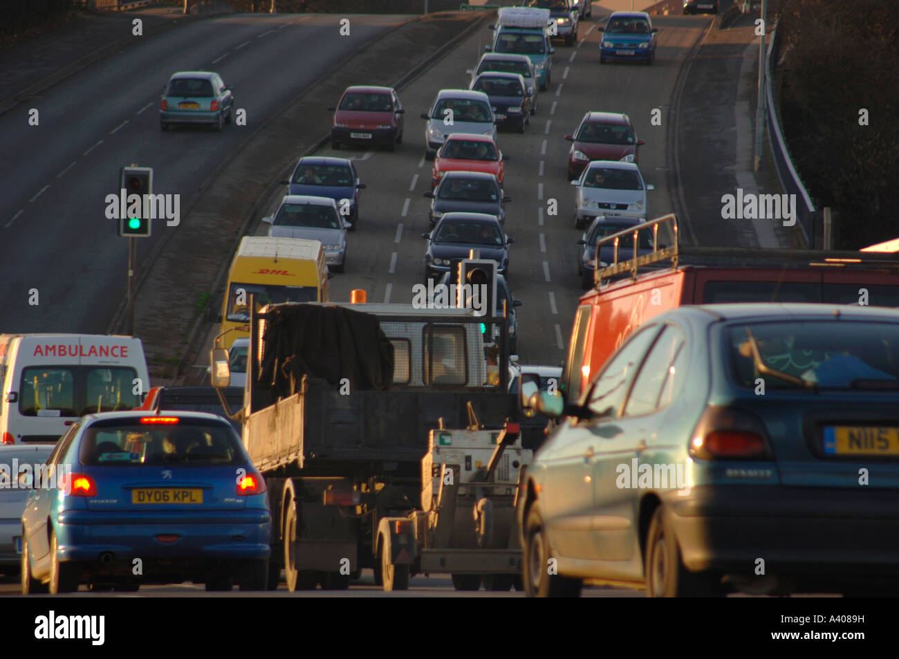 Two Way Traffic Building Up At Sets Of Traffic Lights,In Staffordshire