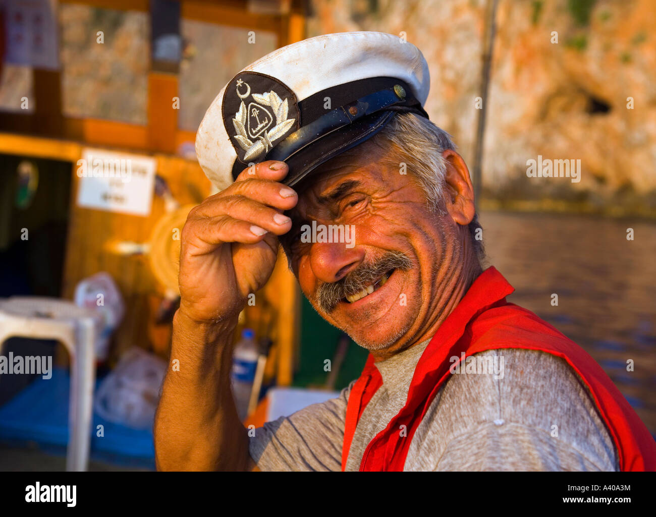 Fisherman on Turkish Rivera Stock Photo