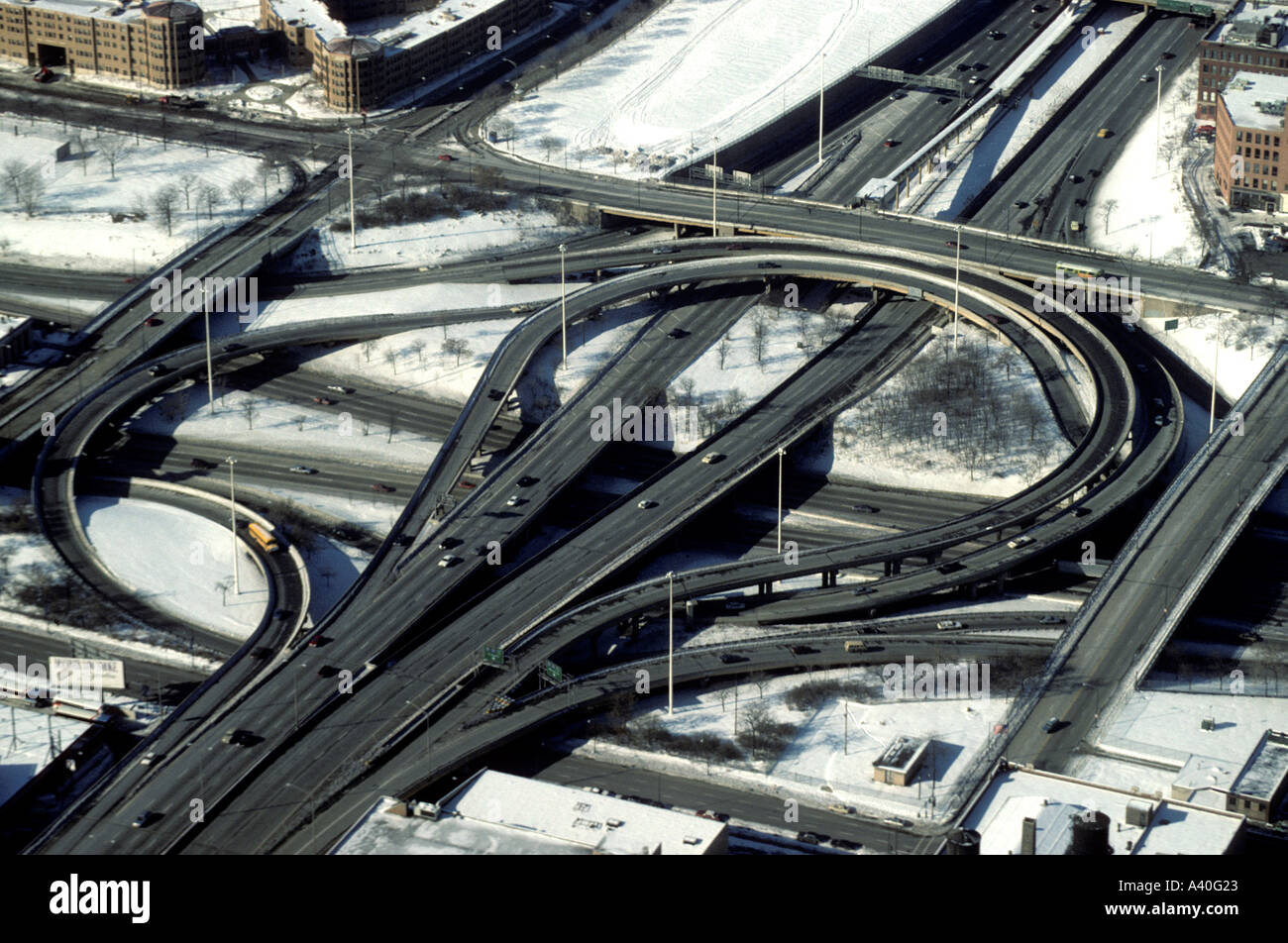 Dan Ryan and Eisenhower Expressway Interchange Chicago Illinois USA Stock Photo