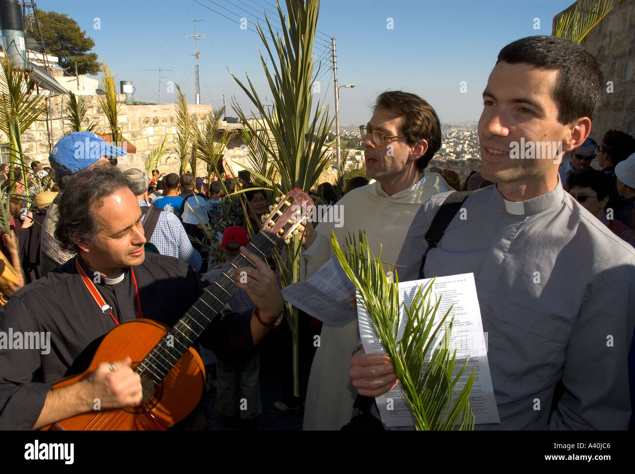 Israel Jerusalem Bethphage Palm Sunday Catholic procession pilgrims ...