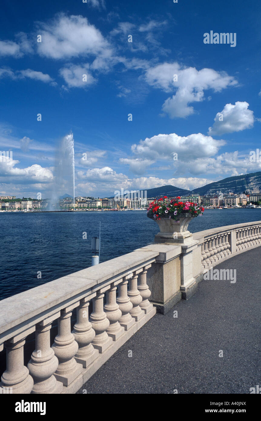Jet D Eau Geneva Switzerland Stock Photo