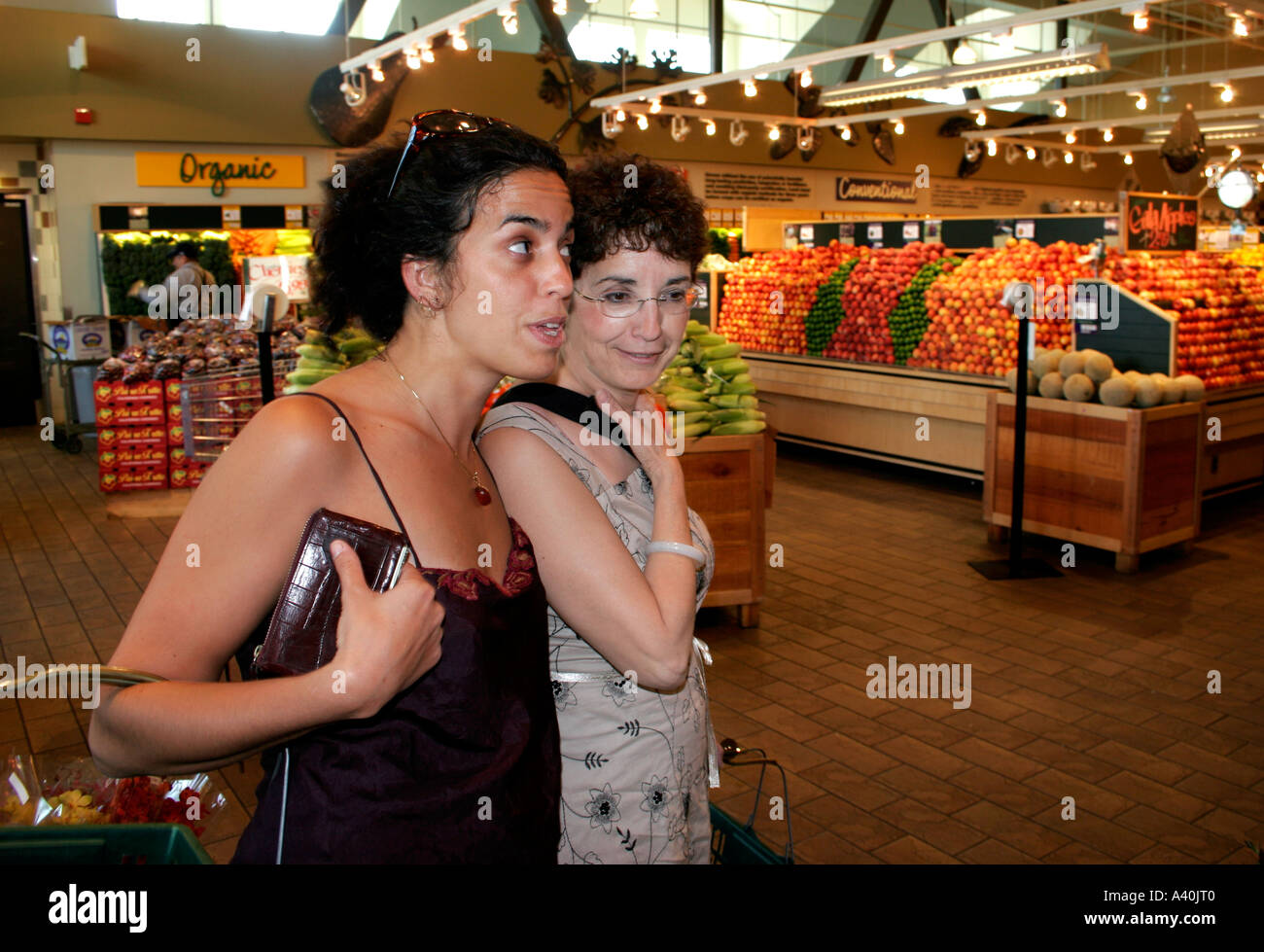 A Mother and Daughter shop in a foodstore Stock Photo
