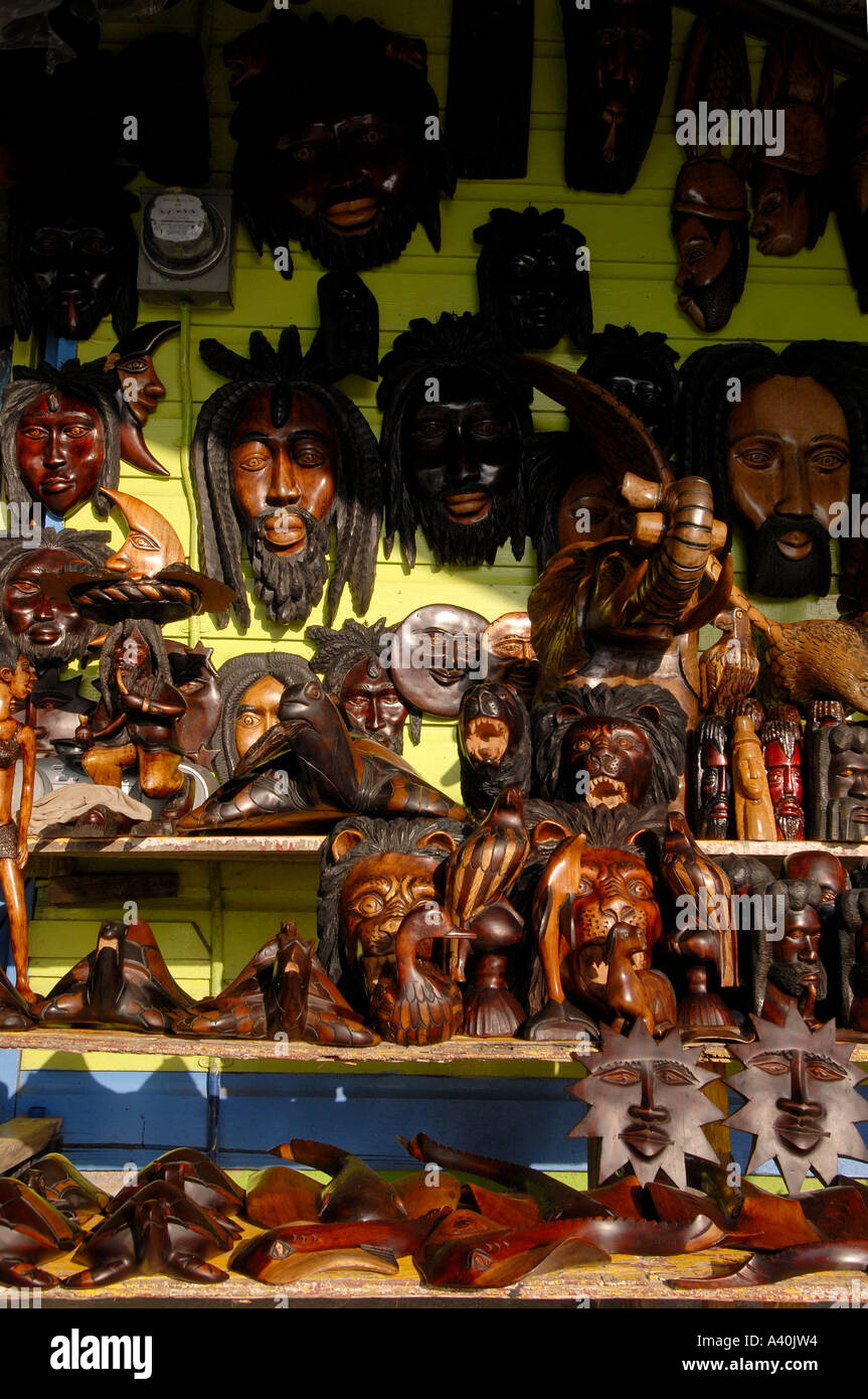 Carvings for sale Craft market Montego Bay Jamaica Stock Photo Alamy