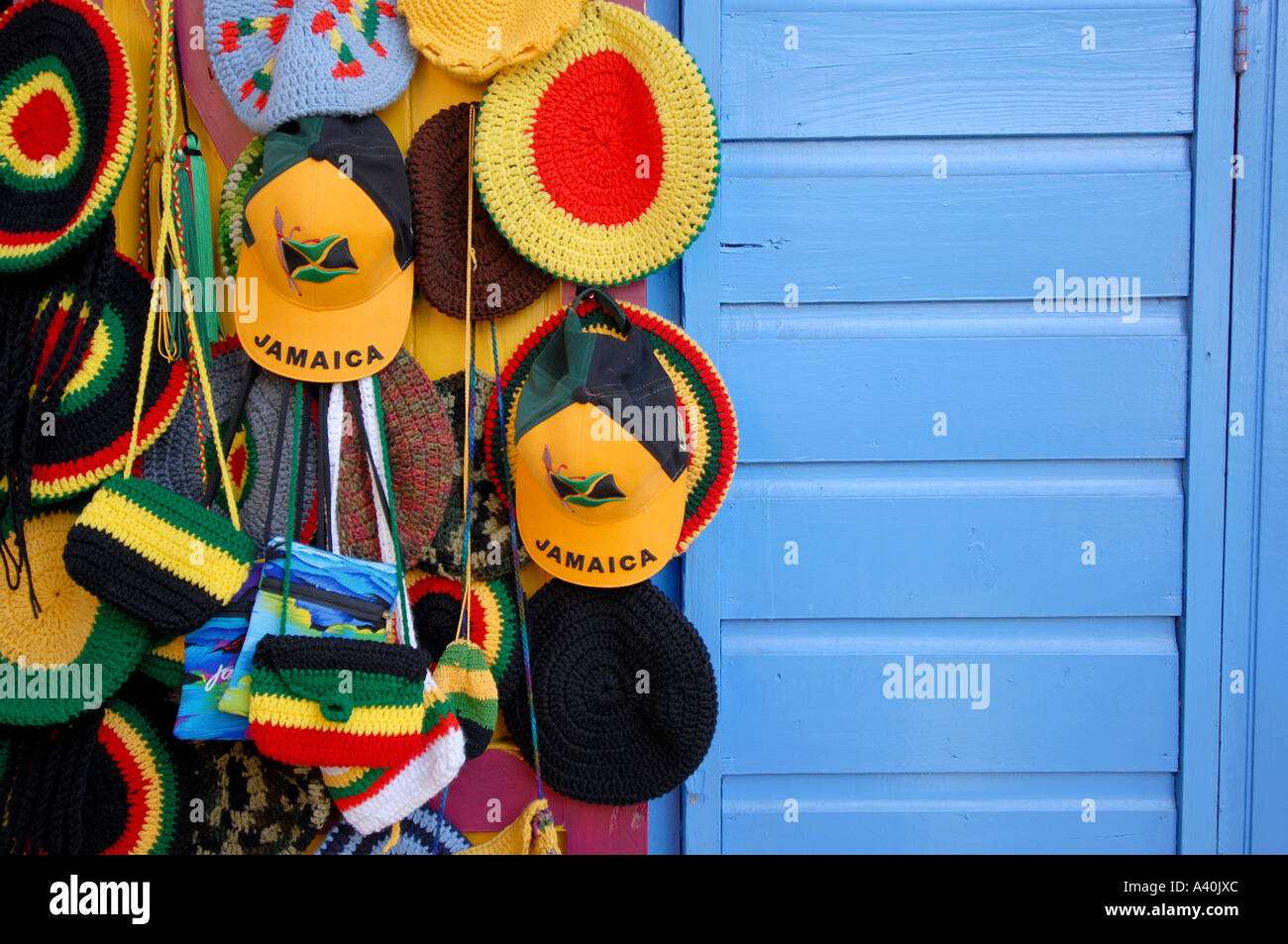 Hats for sale Craft market Montego Bay Jamaica Stock Photo Alamy