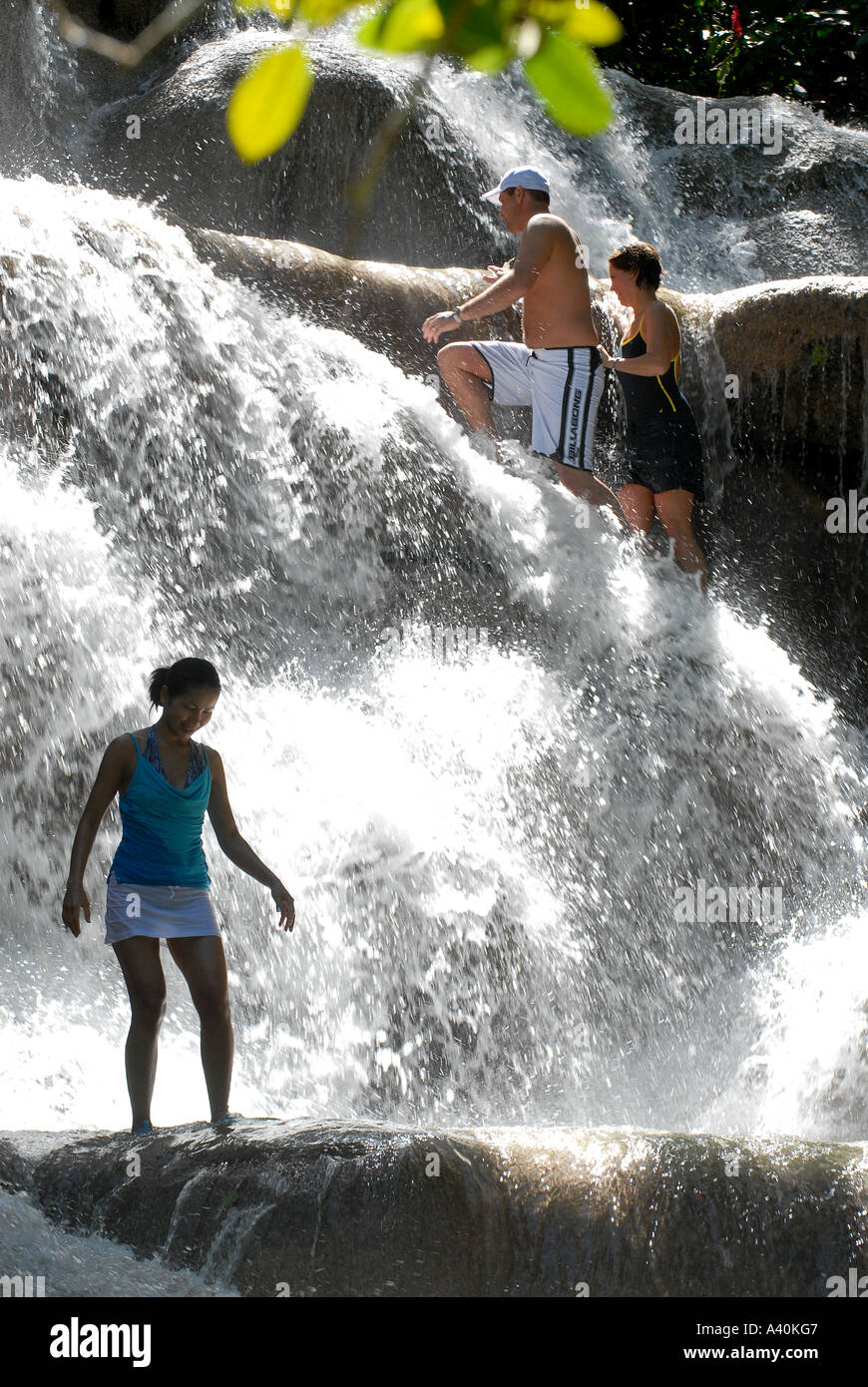 Thai girl at Dunns River Falls Jamaica Stock Photo
