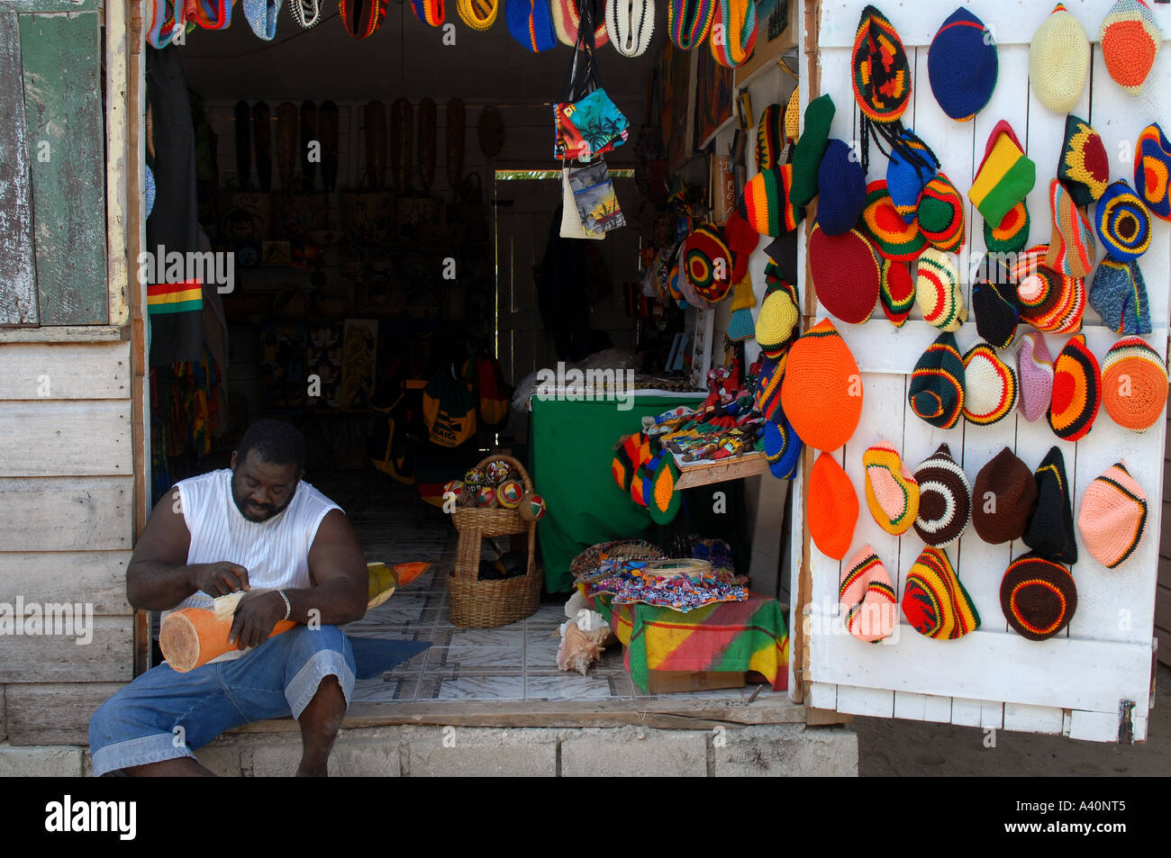 Hats for sale Negril Jamaica Stock Photo Alamy
