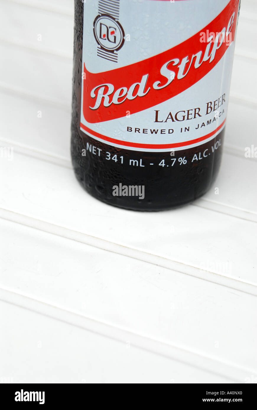 Red Stripe beer Negril Jamaica The main beer in Jamaica Stock Photo